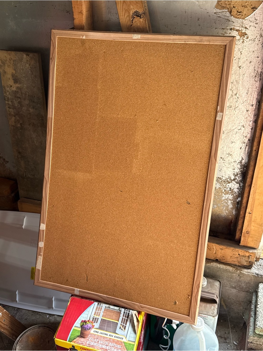 Natural Cork Bulletin Board with Wood Frame - Brown